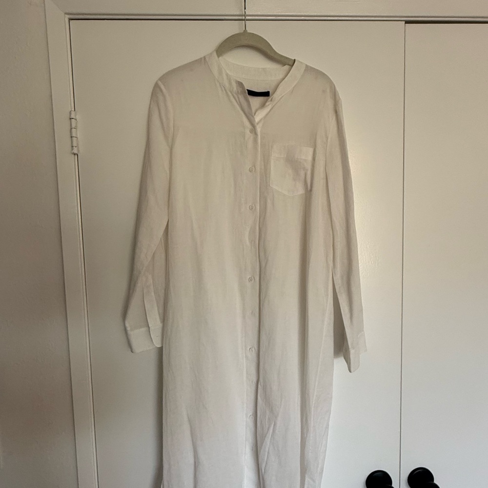 Jenni Kayne White Long-Sleeve Button-Front Dress